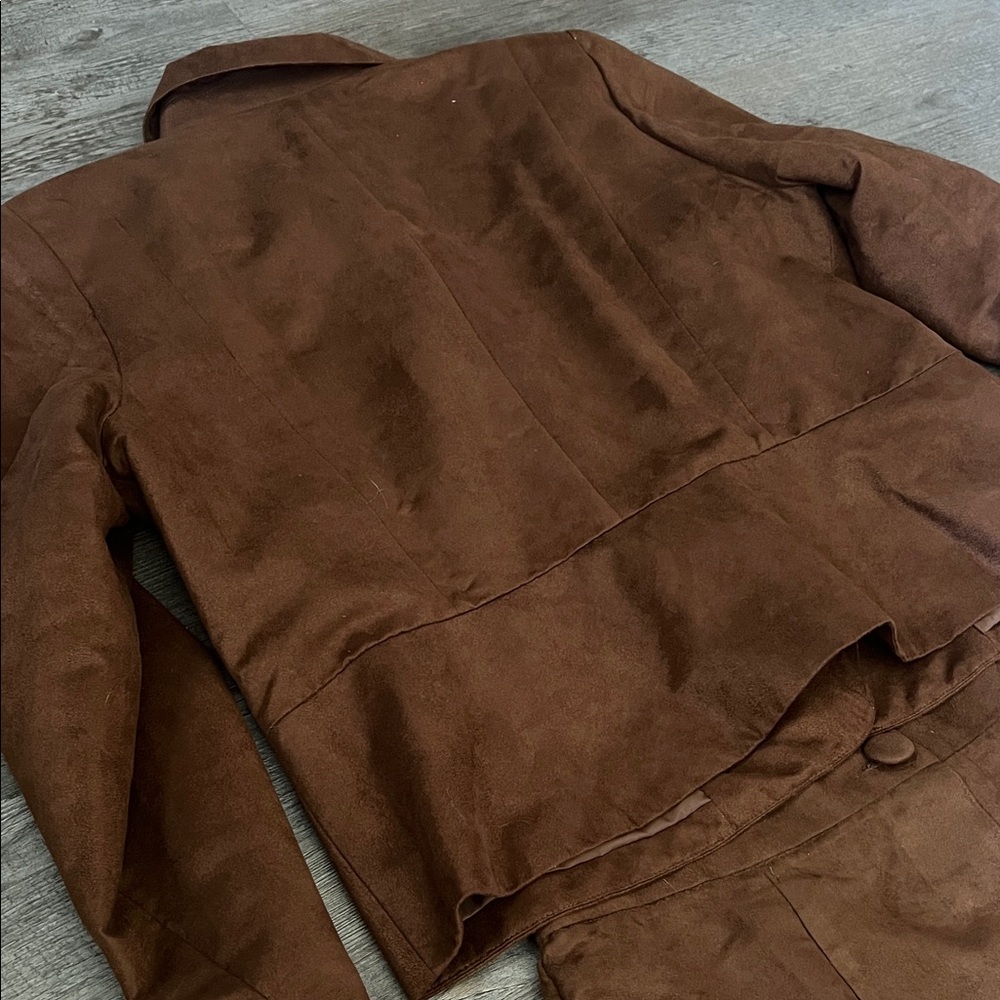 NWT BFA classics Chic Brown Faux Suede A-Line Skirt and blazer 16P - Picture 4 of 13